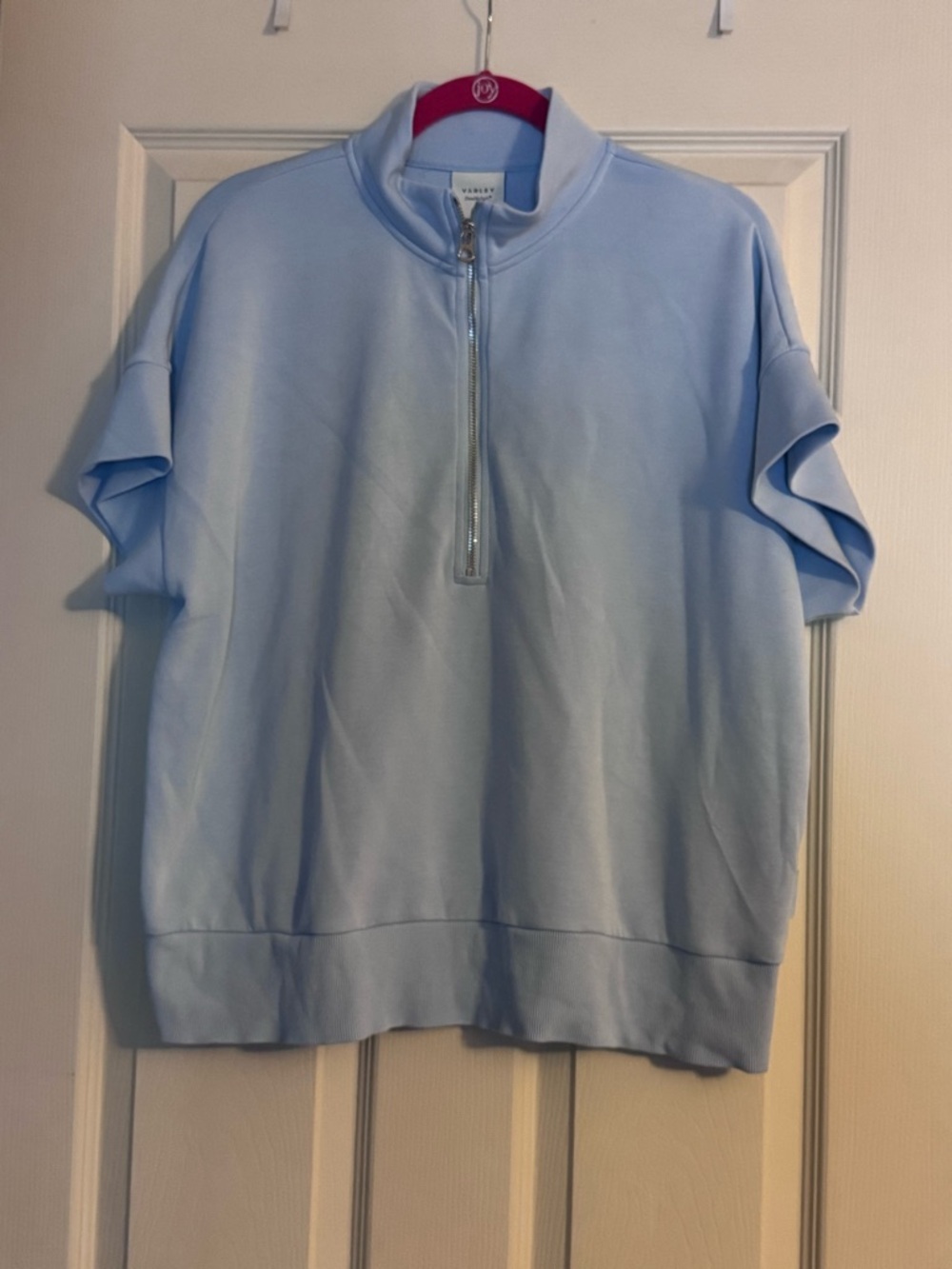 Varley Light Blue Crewneck Pullover with Red Hanger Accent